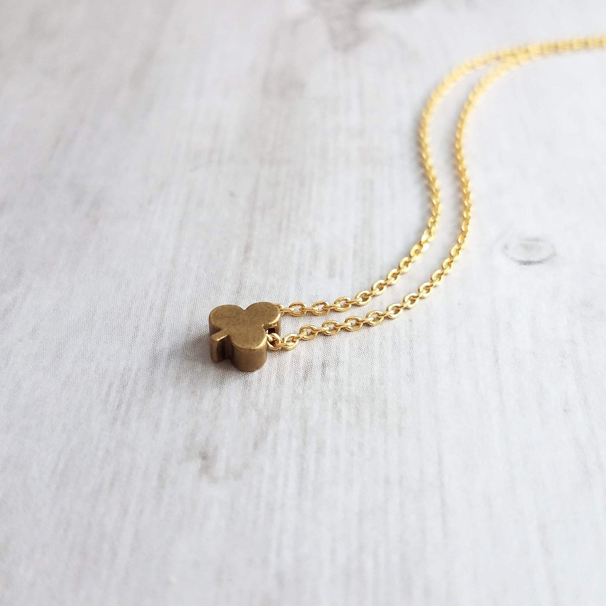 Clover Necklace, shamrock necklace, delicate gold chain, tiny