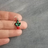 Pendientes Holly Berry, pendiente de acebo de cristal, pendiente de Navidad, pendiente de acebo, glamour navideño, regalos navideños vintage de pendientes de Navidad para ella