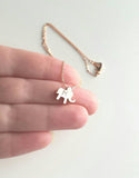 Baby Elephant Necklace - personalized letter stamped little pendant in rose gold - initial alphabet engrave special gift - pink small charm - Constant Baubling