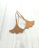 Copper Leaf Earrings, Asian earring, ginkgo leaves, ginkgo leaf earring, antique copper earring, ruffled edge, modern leaf, Zen Boho nature - Constant Baubling