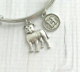 Pit Bull Bracelet, silver bangle, pit bull jewelry, pit bull rescue, adjustable bracelet, pitbull dog charm, rescue dog gift, bully jewelry - Constant Baubling