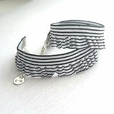 Choker Necklace, ruffle collar, ruffle necklace, stretch choker, elastic choker, black white stripe choker, ruffle choker, striped choker - Constant Baubling