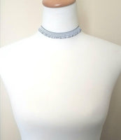 Choker Necklace, ruffle collar, ruffle necklace, stretch choker, elastic choker, black white stripe choker, ruffle choker, striped choker - Constant Baubling