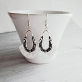 Bohemian Silver Earrings - antique/oxidized style Bali ball edge design detail - lightweight semicircle, unique boho gift idea - Constant Baubling