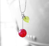 Michigan Cherry Necklace, Michigan necklace, Traverse City, up north necklace, cherry jewelry, cherry pendant, fruit necklace, Northern Mi - Constant Baubling