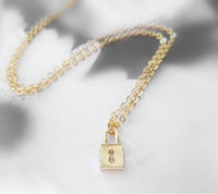 Small Lock Necklace, tiny padlock necklace, silver lock necklace, gold lock necklace, key lock pendant, commitment necklace, love necklace - Constant Baubling