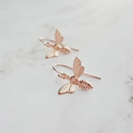 Rose Gold Bee Earring, pink bee earring, honeybee earring, insect earring, rose gold earring, little bumblebee earring, honey bee jewelry - Constant Baubling