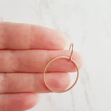 Rose Gold Circle Earrings, rose gold hoop, thin rose gold circle, thin rose gold hoop, thin circle earring, simple circle earring, 14K hook - Constant Baubling