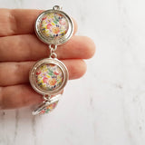 Chunky Floral Bracelet, flower bracelet, chunky silver bracelet, round charm bracelet, colorful bracelet, unique silver bracelet, pastel - Constant Baubling