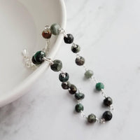 Emerald Stone Bracelet, green stone bracelet, gemstone bracelet, emerald bracelet, beaded silver chain, tiny stone bracelet, May birthstone - Constant Baubling