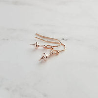 Small Rose Gold Earrings - tiny little top shape dangles on simple ball tip ear wire hooks - delicate minimalist wear - perfect for everyday - Constant Baubling