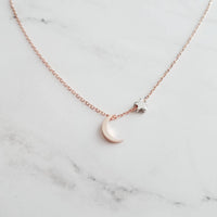 Moon and Star Necklace, rose gold moon, moon pendant, celestial necklace, silver star charm, crescent moon, night sky necklace, wishing star - Constant Baubling