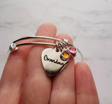 Grandma Bracelet, birthstone bracelet, silver adjustable bangle, mothers day gift, grandchildren, memento bracelet, keepsake gift, charm - Constant Baubling