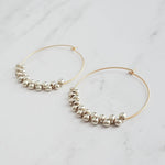 Silver & Gold Hoop Earrings - tiny teardrops beads, beaded hoops, mixed metal earrings, beaded earrings, small hoops, little gold hoops - Constant Baubling