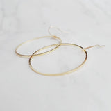 Gold Circle Earrings, simple circle earrings, thin circle earring, gold hoop earring, 14K solid gold hooks opt, thin round wire gold earring - Constant Baubling