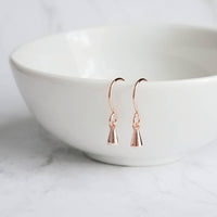 Rose Gold Teardrop Earrings, very tiny single drop earring, dainty rose gold earrings, minimalist rose gold earrings small rose gold dangles - Constant Baubling