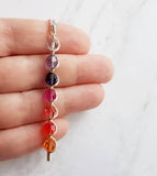 Sunset Necklace, tropical pendant, tropical necklace, sunset color necklace, long necklace, beach necklace, purple orange pink crystal - Constant Baubling