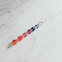 Sunset Necklace, tropical pendant, tropical necklace, sunset color necklace, long necklace, beach necklace, purple orange pink crystal - Constant Baubling