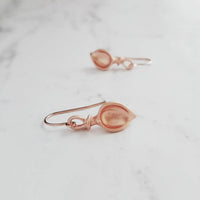 Rose Gold Lily Earrings, small lily earring, lily dangle earring, rose gold flower earring, elegant lily, matte rose gold earring, bridal - Constant Baubling