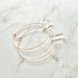Rose Gold Hoops w/ clear quartz crystal spikes - thin simple 1.5 inch diam earrings - sacred healing concentration memory energy vibrations - Constant Baubling