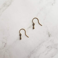 Antique Brass Drop Earrings, very tiny teardrops, bronze drop earring, small ear hooks, dainty earring, little brass earring delicate dangle - Constant Baubling