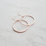 Gold Circle Earrings, simple circle earrings, thin circle earring, gold hoop earring, 14K solid gold hooks opt, thin round wire gold earring - Constant Baubling