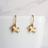 Scottie Dog Earrings, tiny gold dog earring, Scottish Terrier earring, gold dog charm, mini Scottie Dog, gold Scottie Dog, breeder gift, mom - Constant Baubling