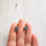 Gunmetal Earrings, faux drusy earrings, dark silver earring, rough druzy style, faux stone earring, hypoallergenic stainless steel leverback - Constant Baubling