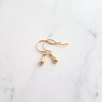 Little Gold Teardrop Earrings, tiny single drop earrings, very small tear drop earrings, little gold drop earrings, minimalist dainty gold - Constant Baubling