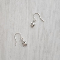 Silver Turtle Earrings, tiny turtle earring, small turtle dangle, little turtle earring, small silver dangle earring, sea creature earring - Constant Baubling