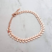 Herringbone Bracelet, rose gold v bracelet, rose gold arrow, rose gold bracelet, pink gold bracelet, delicate rose gold bracelet, fish bone - Constant Baubling