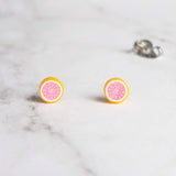 Banana Earrings - fruit earring, banana slice earring, food earring, chef earring, food earring, monkey earring, banana stud, tiny banana - Constant Baubling