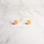 Grapefruit Earrings, tiny fruit slice earring, small fruit stud, grapefruit stud, surgical steel post, citrus fruit earring, little stud - Constant Baubling