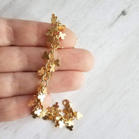 Clover Bracelet, gold cluster bracelet, gold clover chain, lucky charm bracelet, fringe bracelet, good luck bracelet, St Patricks bracelet - Constant Baubling