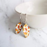 Fall Leaf Earrings - little enamel leaves - yellow orange red green tiny ginkgo print charm - sterling silver hook upgrade - autumn jewelry - Constant Baubling