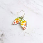 Fall Leaf Earrings - little enamel yellow orange red green tiny rainbow print leaves charm - sterling silver hook upgrade - autumn jewelry - Constant Baubling