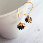 Black Pumpkin Earrings - tiny little resin jack o lantern charm on gold kidney hooks - October birthday or trick or treat/Halloween gift - Constant Baubling