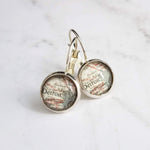 Detroit Michigan Jewelry - silver leverback hook earrings with tiny metro area city map - Livonia Berkley Wayne Dearborn Highland Park gift - Constant Baubling