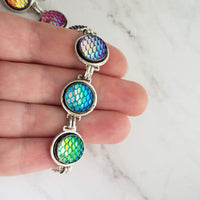 Mermaid Bracelet, fish scale bracelet, rainbow mermaid bracelet rainbow bracelet antique silver bracelet opal rainbow bracelet fish bracelet - Constant Baubling