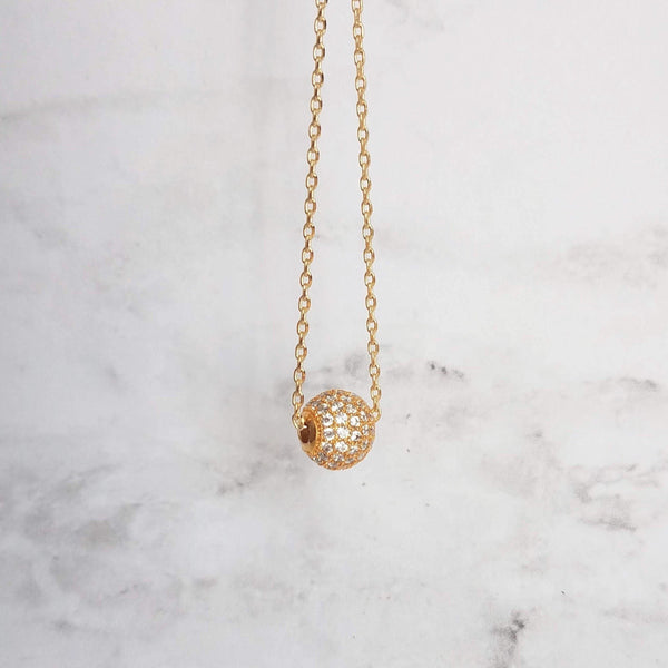 Ball Necklace Solid Gold Clasp / Gold Diamond Clasp / Round