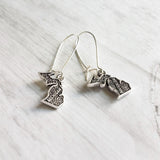 Silver Michigan Earrings - small upper/lower peninsula mitten state gift - handmade hometown love jewelry souvenir - made in Michigan - Constant Baubling