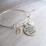 Music Bracelet, silver musician bracelet, music charm bracelet, silver bangle, eighth note charm, personalized music words fail music speaks - Constant Baubling