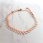 Herringbone Bracelet, rose gold v bracelet, rose gold arrow, rose gold bracelet, pink gold bracelet, delicate rose gold bracelet, fish bone - Constant Baubling