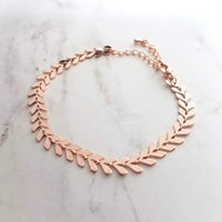 Herringbone Bracelet, rose gold v bracelet, rose gold arrow, rose gold bracelet, pink gold bracelet, delicate rose gold bracelet, fish bone - Constant Baubling