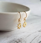 Sun Earrings - gold sunshine earring, gold sun earring, sunshine earring, sunny earring, sun ray earring, tiny sun earring, small sun charm - Constant Baubling