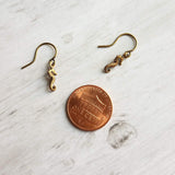 Tiny Seahorse Earrings, sea creature earring, mini seahorse earring, little bronze seahorse earring, beach earring, seahorse dangles, small - Constant Baubling