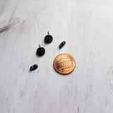 Black Stud Earrings - gunmetal silver faux druzy stone - simple round rough jagged rock - hypoallergenic stainless surgical steel post drusy - Constant Baubling