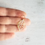 Gold Leaf Earrings, gold filigree leaf earring, cut out leaf earring, punched leaf earring, delicate, 14K SOLID GOLD or filled hook upgrade - Constant Baubling