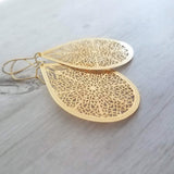 Gold Filigree Teardrop Earring, large statement earring, large drop earring, gold teardrop earring cut out earring large lightweight earring - Constant Baubling