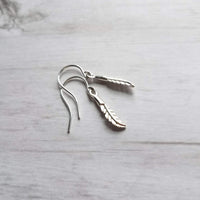 Silver Feather Earrings - .925 sterling silver hooks with tiny little charm - minimalist simple feather dangles - birthday/anniversay gift - Constant Baubling